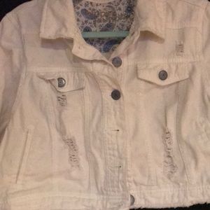 hippie laundry Jackets & Coats - White distressed cropped jean jacket hippie laundry Jackets & Coats - White distressed cropped jean jacket